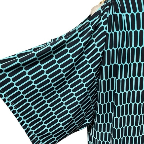 Michael Michael Kors Blue & Black Cold Shoulder With Chain Accent Pullover Top L - Picture 8 of 15